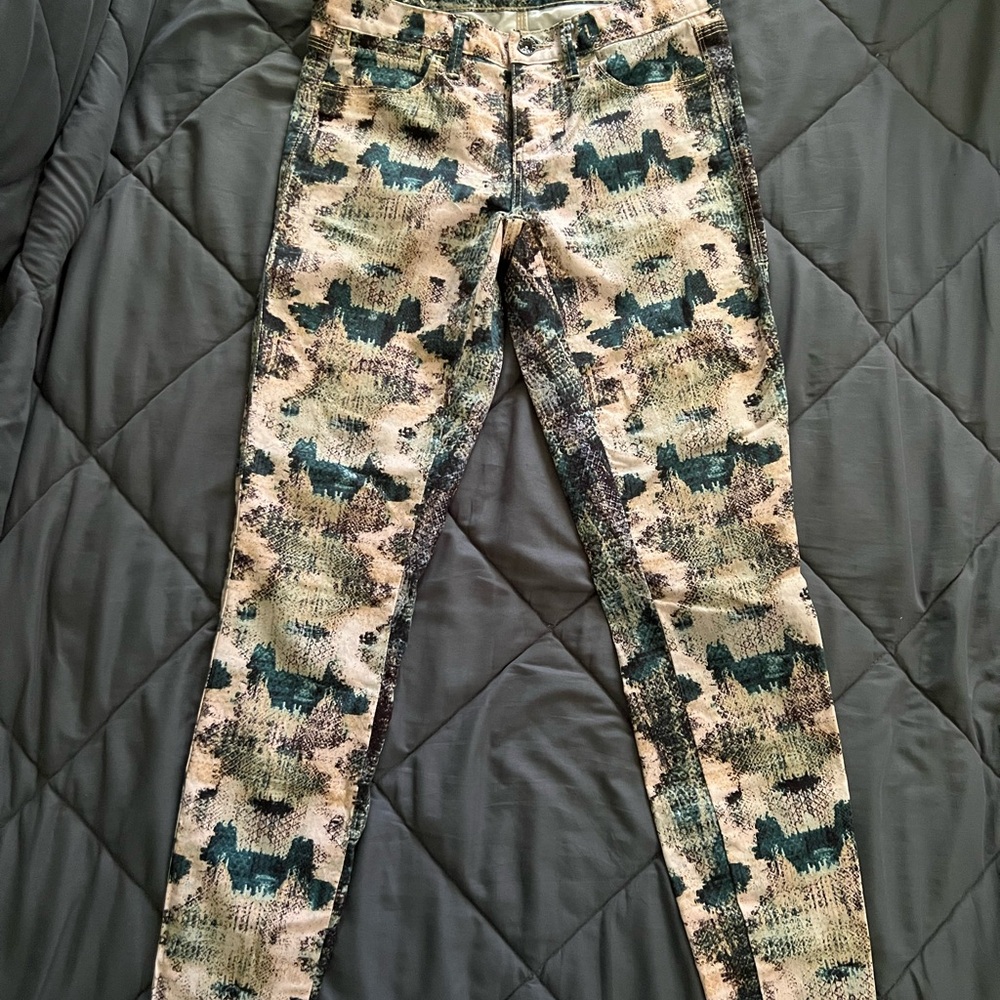 Madewell Pink and Green Patterned Skinny Jeans